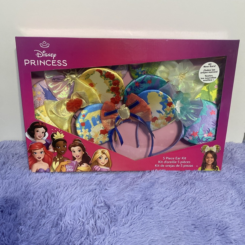 Disney Princess 5 Piece Ear Kit Headbands Ariel Tiana Rapunzel Snow White Belle